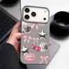 Cherry Bowknots Lips Disco Ball Pattern Case For iPhone 17 Pro Max iPhone 16 Pro Max 15 14 13 12 11 16E Air Luxury Leather Texture Silicone Cover