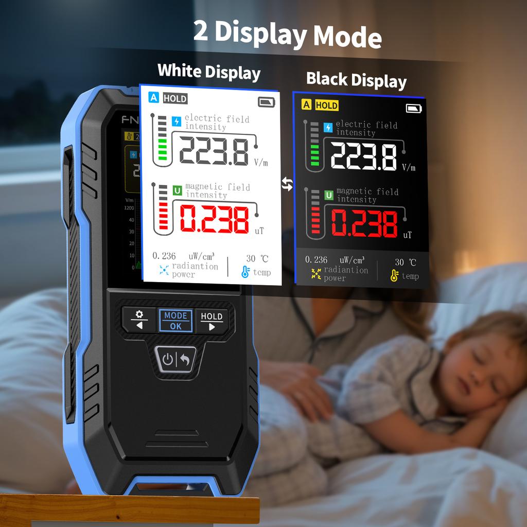 ERD-10 EMF Meter HD Electromagnetic Radiation Detector Electric & Magnetic Field Strength RF Power Temperature Monitor Alarm