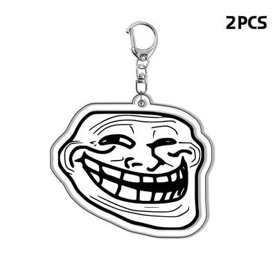 2 шт. забавный брелок в виде лица тролля, акриловый брелок в виде комикса, брелок для ключей от машины, креативный рюкзак, украшения, аксессуары, подарки для фанатов