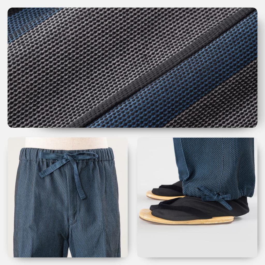 Аиаи Самуэ из плотной ткани с уникальным сашико «бонито» в полоску, стильный и модный (Рабочая одежда) Япония, Узор, (M)