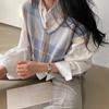 Autumn and Winter Women's All-match Retro Plaid Loose Sweater Vest Fashion Casual and Comfortable Folding Vest