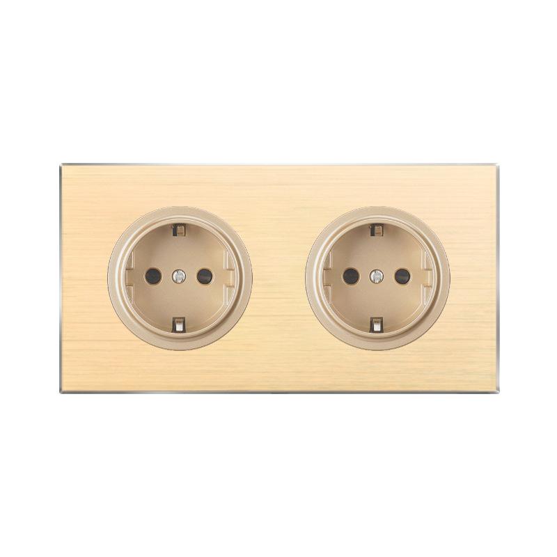 86 тип 1 2 3 4-клавишный 12-позиционный светодиодный индикаторный выключатель из алюминиевого сплава, универсальная роскошная настенная двойная розетка ЕС Франция Великобритания