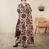 Новое хлопковое винтажное платье с цветочным принтом больших размеров с короткими рукавами для женщин, повседневное свободное длинное летнее платье макси