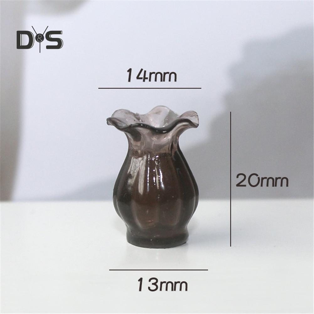 Миниатюрная стеклянная кружевная ваза с цветами разных цветов для кукольных домиков