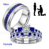 New High Quality Couple Rings for Men and Women 8mm Blue Diamond Ladies 925 Silver White Blue Gemstone CZ Bridal Wedding Engagement Ring Bow Ring