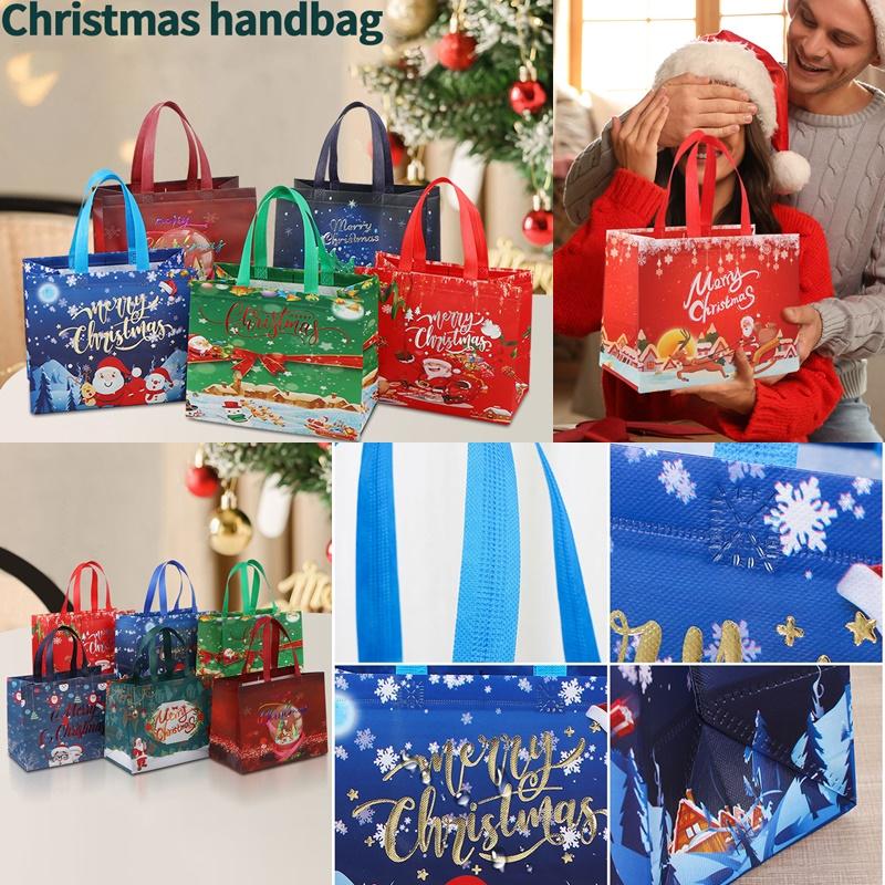Christmas Gift Bags Cartoon Foldable Storage Bags Santa Claus Snowman Elk Handbags Navidad New Year Candy Bags Christmas Decor