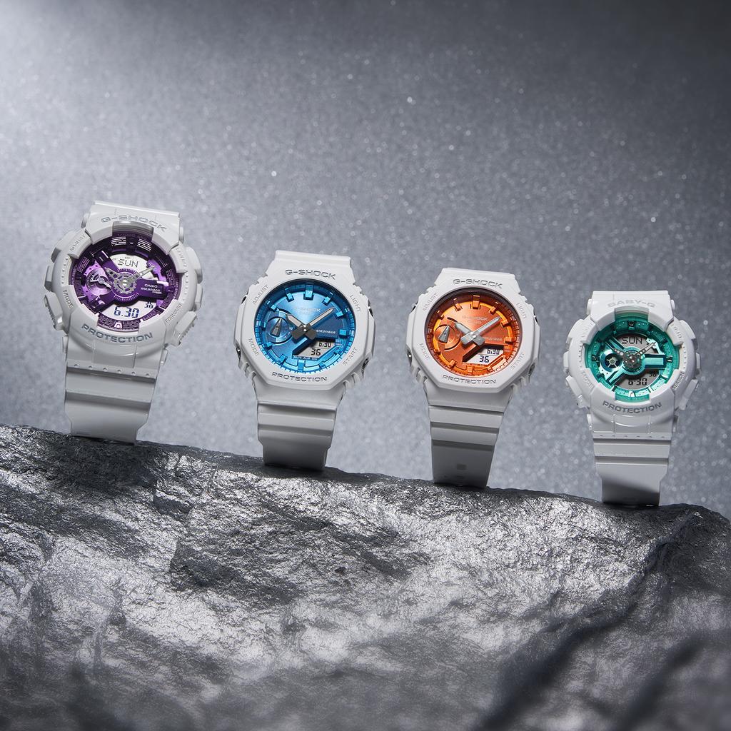 Casio Серия Dual Display с жидкокристаллическим дисплеем и стрелками Водонепроницаемые Ударопрочные Спортивные Кварцевый механизм Ремешок из смолы GMA-S2100WS-7APRGA-2100WS-7APR