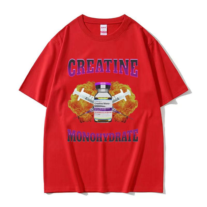 Свободная футболка с мемом про креатин моногидрат для спортзала, мужская и женская, модная хип-хоп футболка, винтажные хлопковые футболки с коротким рукавом