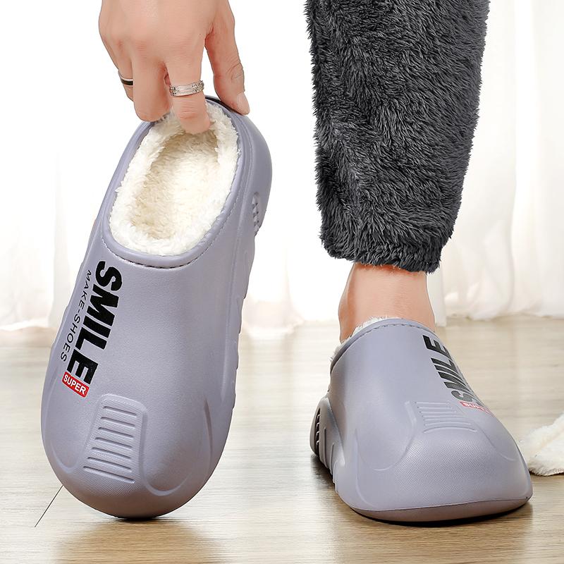 Зимние мужские теплые тапочки из хлопка, теплые домашние поварские туфли для мужчин, для пар, для дома, спальни, плюшевые тапочки