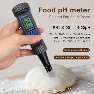 Ручной пищевой pH-метр ЖК-цифровой для мяса, теста, фруктов, сыра, почвы, ацидометр 4 в 1 pH TDS EC Температура Острый конец Пищевой тестер