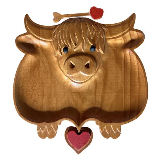 Доска для закусок Highland Cow, деревенский поднос с отделениями, деревянное блюдо для сыра, фруктов и закусок для вечеринки.