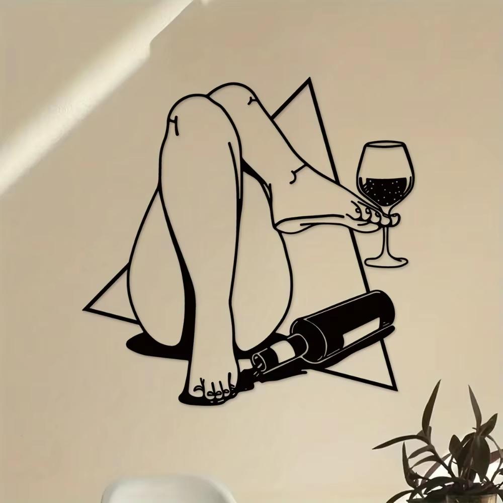 Charming 1pc Metal Wall Art - Cyberpunk Wine Drinker. A Delightful Addition To Home Bar Decor and a Great Housewarming Present.