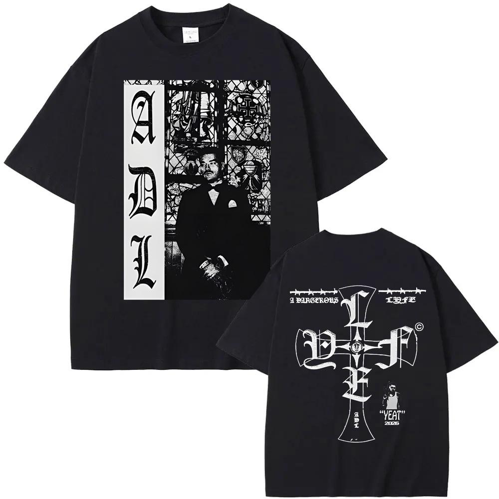 A DANGEROUS LYFE CROSS TEE 2026 new style Yeat Casual TShirt Summer T shirt High Quality Cotton Comfortable Unisex Short Sleeve