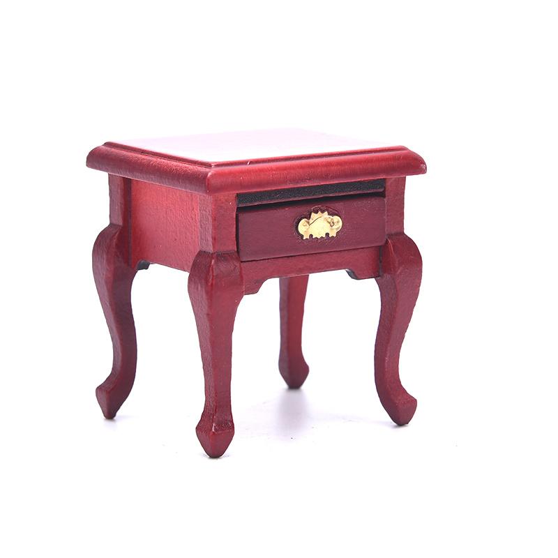 Dollhouse Miniature Furniture Wooden Bedside Drawer Table Nightstand Cabinet