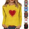Женский модный повседневный топ с длинными рукавами и принтом ко Дню святого Валентина, с круглым вырезом, с длинными рукавами