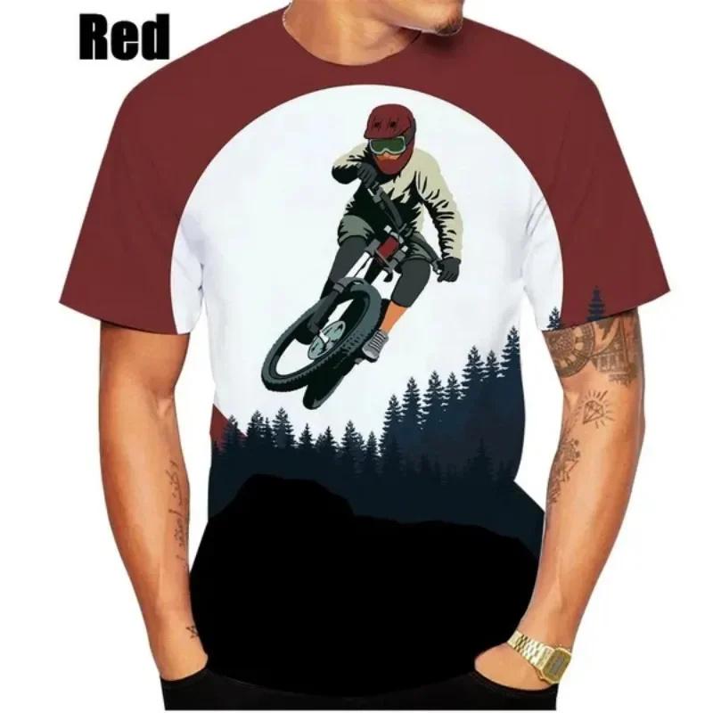 Новая велосипедная футболка, мужская одежда для велоспорта, одежда с 3D велосипедным рисунком, большие топы с короткими рукавами, уличные мужские футболки 2024