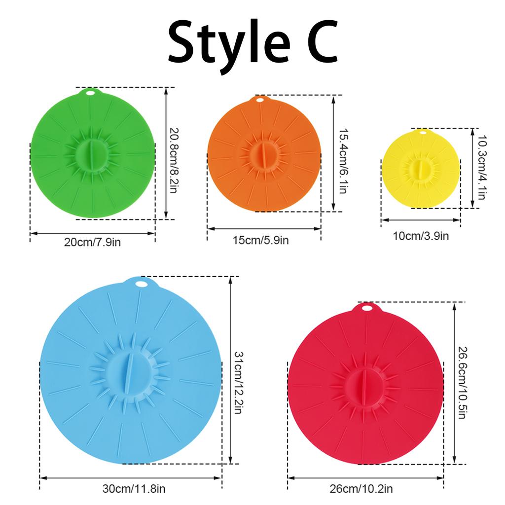 5Pcs Silicone Food Fresh Cover Set Microwave Bowl Cover Kitchen Sealed Pot Lid Spill Proof Reusable for Kitchen Storage