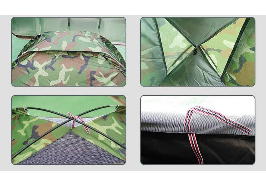 Camouflage 3-4 Person Manual Setup Foldable Hiking Tent with Sun Protection