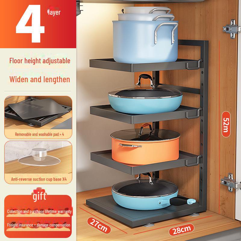 Многоуровневая стойка для хранения кастрюль на кухне, под раковиной и на столешнице