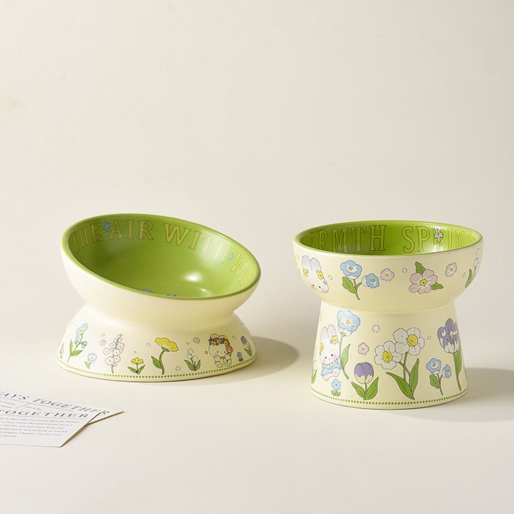 Non-Slip Cat Canned Food Bowl Rabbit Flower Water Bowl Stylish Pet Feeding Bowl Pet Supplies