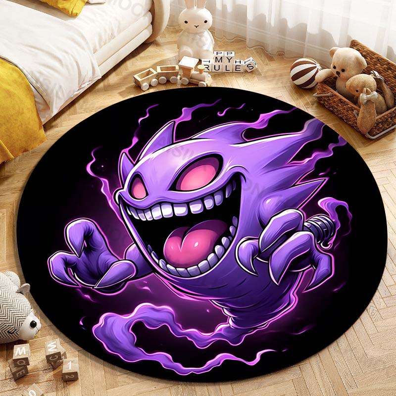 5 Размеров Pokemon Gengar Печать Круглый Ковер Гостиная Спальня Стол и Стул Диван Декоративный Ковер Игровой Коврик Подарок