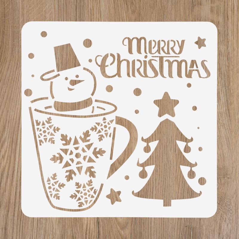 Christmas Painting Stencils Embossing Paper Card Scrapbooking Stamp Album Decoration New Year DIY Wall Window Decor Kids Gifts