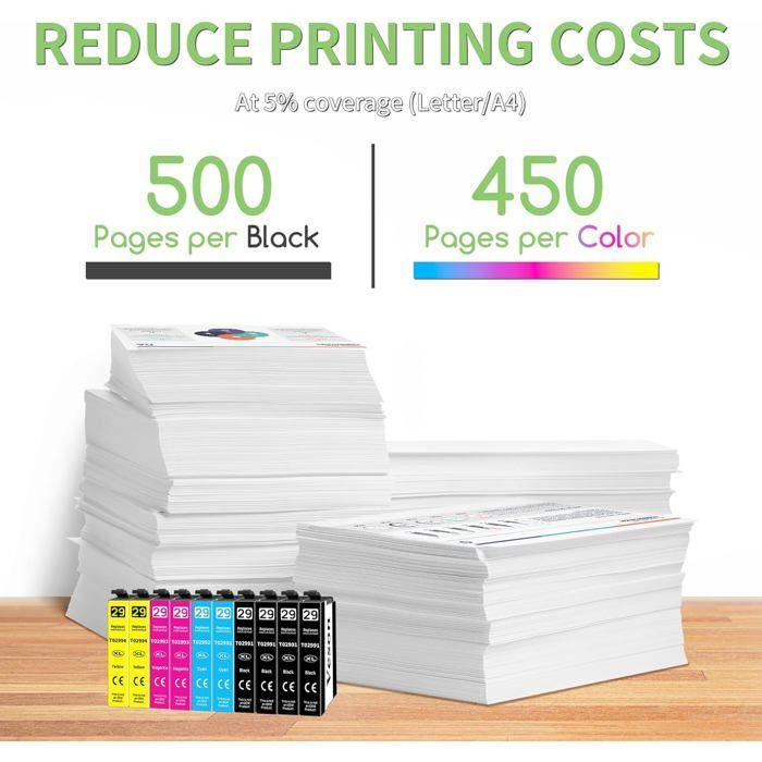 Cartouches d'encre - ZUUKO - 29XL - Compatibles Epson - Lot de 10 - Impression jusqu'à 500 pages