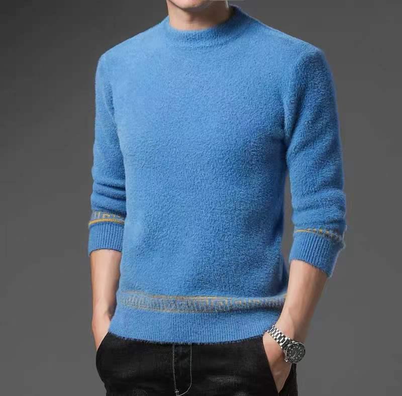 Unisex Thickened Mink Velvet Sweater with Semi-High Neck - Winter Warm Cashmere Base Shirt