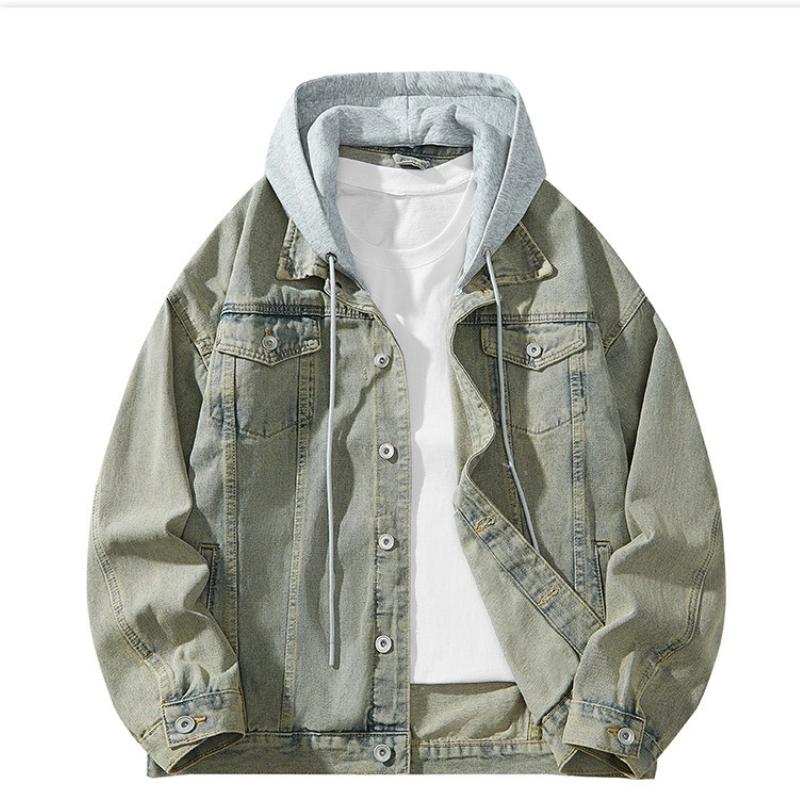 Retro Hong Kong Style Denim Jacket for Men Loose and Slim and Versatile Washing Temperament