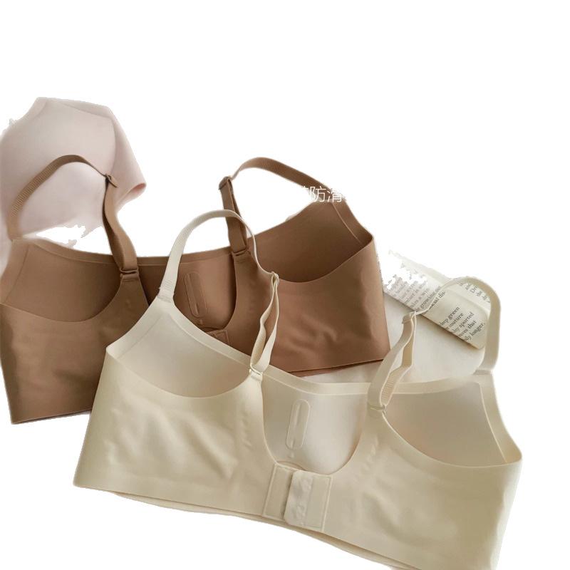 Low-neck liquid foundation underwear women's thin big breasts show small and thin jelly strip lift invisible seamless bra cover