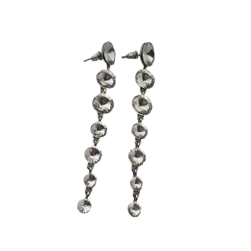 Длинные круглые серьги с бриллиантами, Серьги, Модная атмосфера, Серьги-гвоздики, Женский простой темперамент, Универсальное лицо, Тонкие серьги