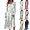 Women's Casual Fashion V-Neck Long Sleeve Floral Print Long Dress