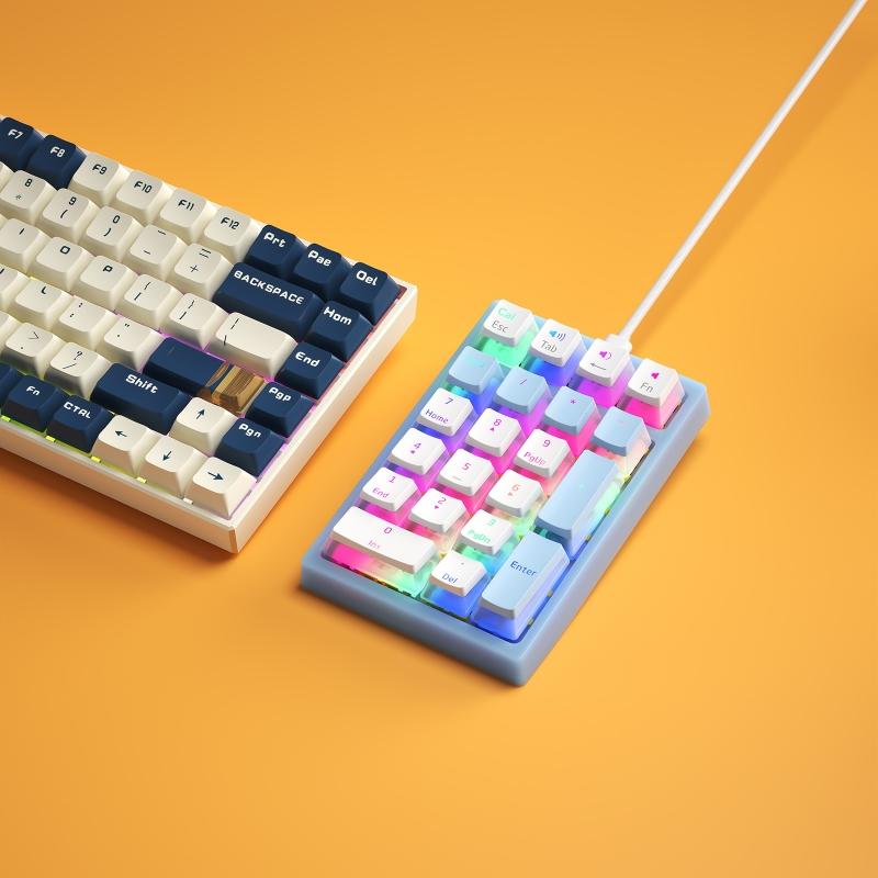 K10 Механическая цифровая клавиатура Numpad LED с подсветкой Клавиатура с расширенной раскладкой синего/черного цвета для кассира