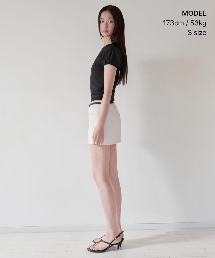 MUSINSA STANDARD WOMAN Women'S Volume Sleeve Slim T-Shirt [Black]