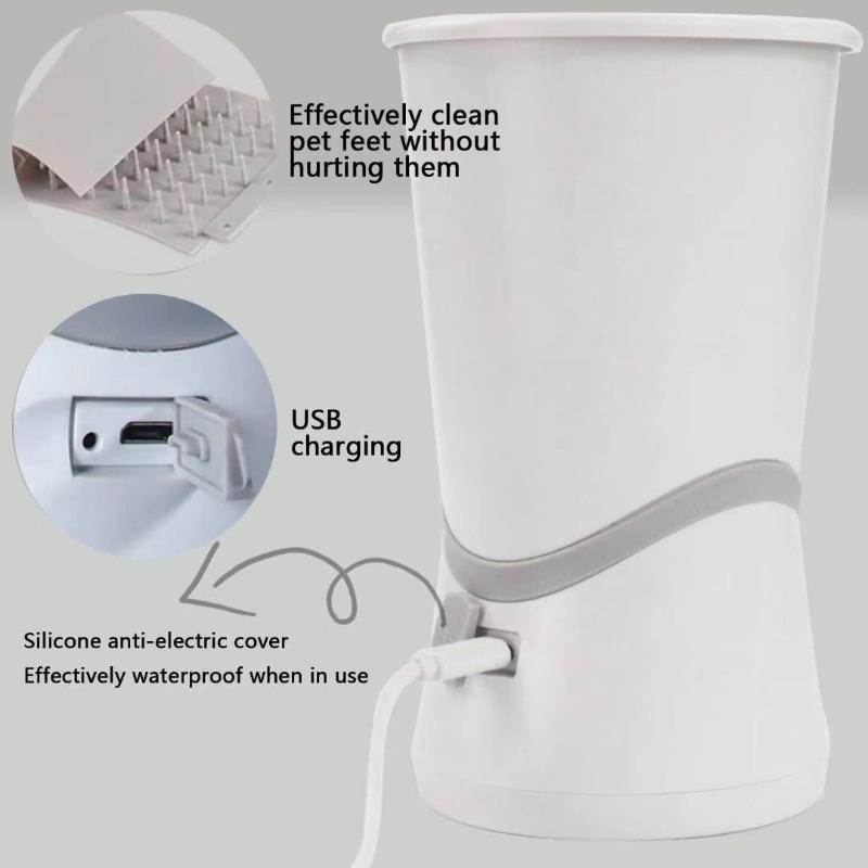 Электрическая мойка для лап домашних животных Автоматическая очиститель лап для питомцев Портативная Быстрая Низкий уровень шума Чашка для чистки лап собаки кошки для питомцев Лучший продавец