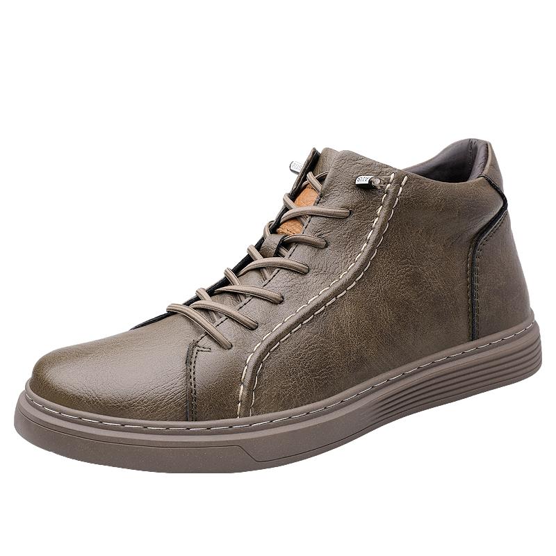 Модные корейские туфли-оксфорды на шнуровке с высоким вырезом для мужчин, высококачественная повседневная обувь из натуральной кожи, мужские удобные кроссовки для активного отдыха