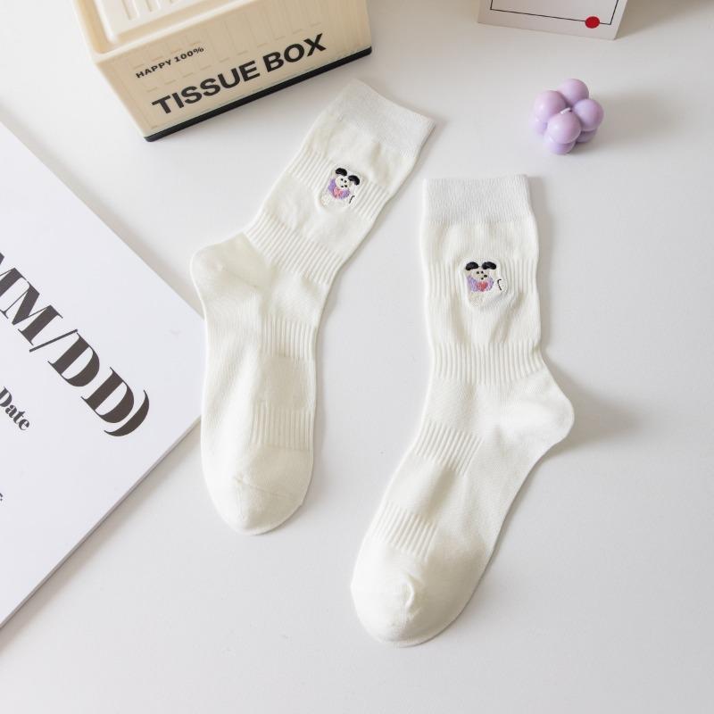 Women's Summer Thin Fashion New Cloth Label Embroidery Tube Cotton Socks