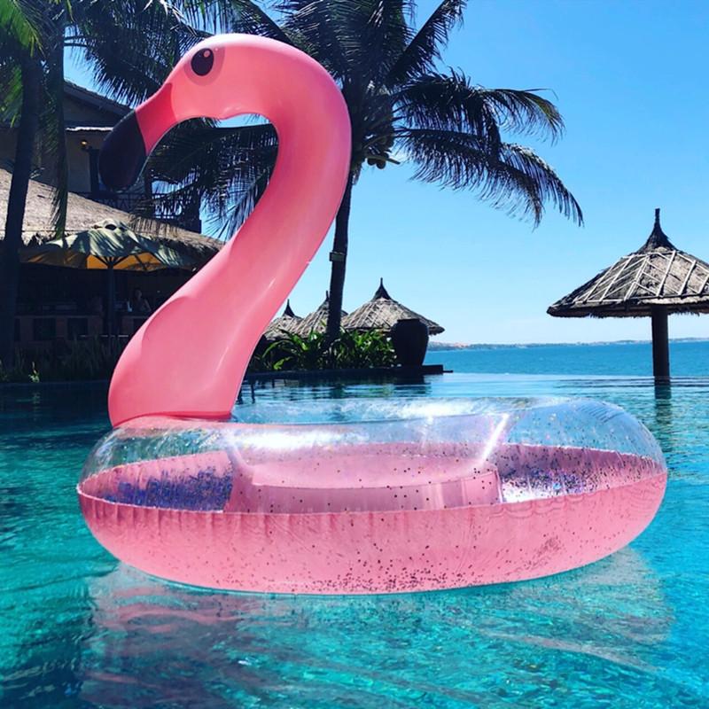 Inflatable Flamingo Pool Float Swimming Ring Circle Rubber Ring for Adult Kids Floating Seat Summer Beach Party Pool Toys