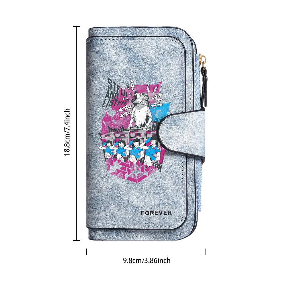 Wolf Print Long Wallet Forever Stylish Casual Portable Multi Card Holder Purse