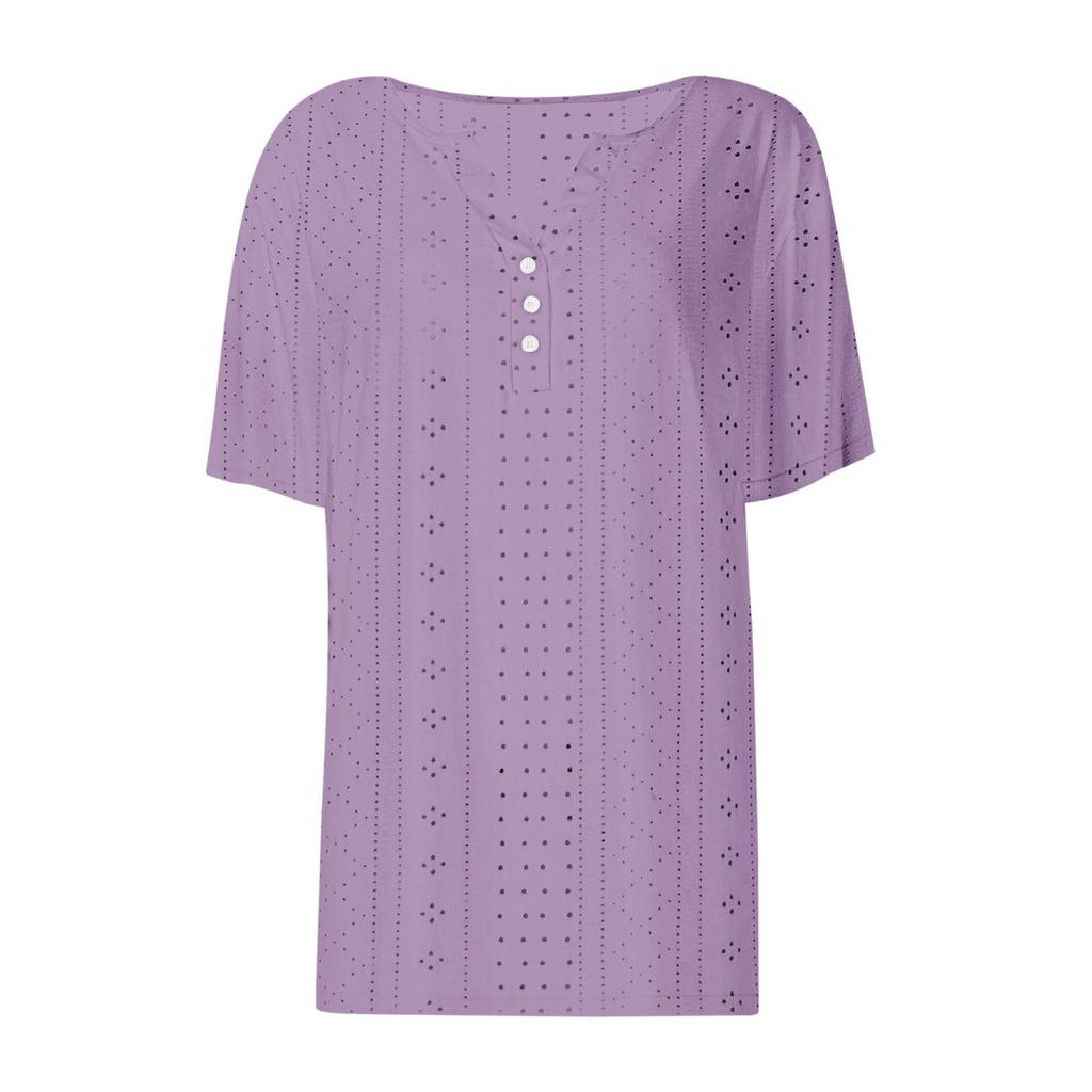 Женские летние топы в праздничном стиле, модные, повседневные, свободные, удобные, с V-образным вырезом, жаккардовые, с коротким рукавом, футболка