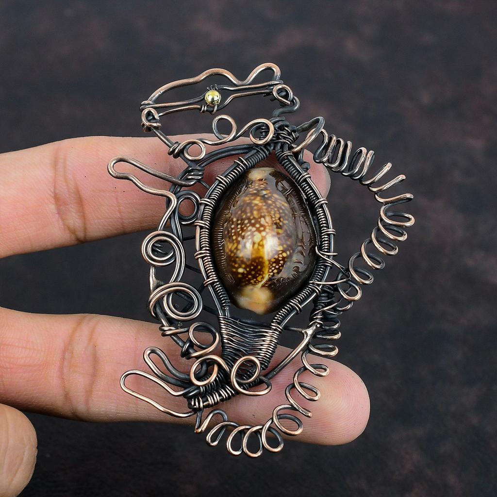 Подвеска из ракушки каури, медная проволочная обертка, подвеска с драгоценными камнями, подвеска в виде кролика, медная бижутерия ручной работы, совершенно новая подвеска, подарки для матери