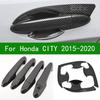 Для Honda CITY 2015-черный узор из углеродного волокна, дверная ручка автомобиля, крышка, накладка на безель 2016 2017