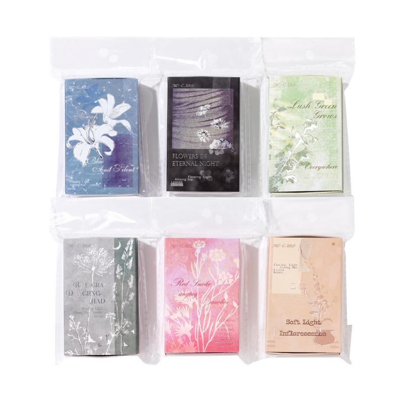 MòMòBái Silver Embossed Matchbox Sticky Notes - Leaf Flowing Light Series, 6 Styles.