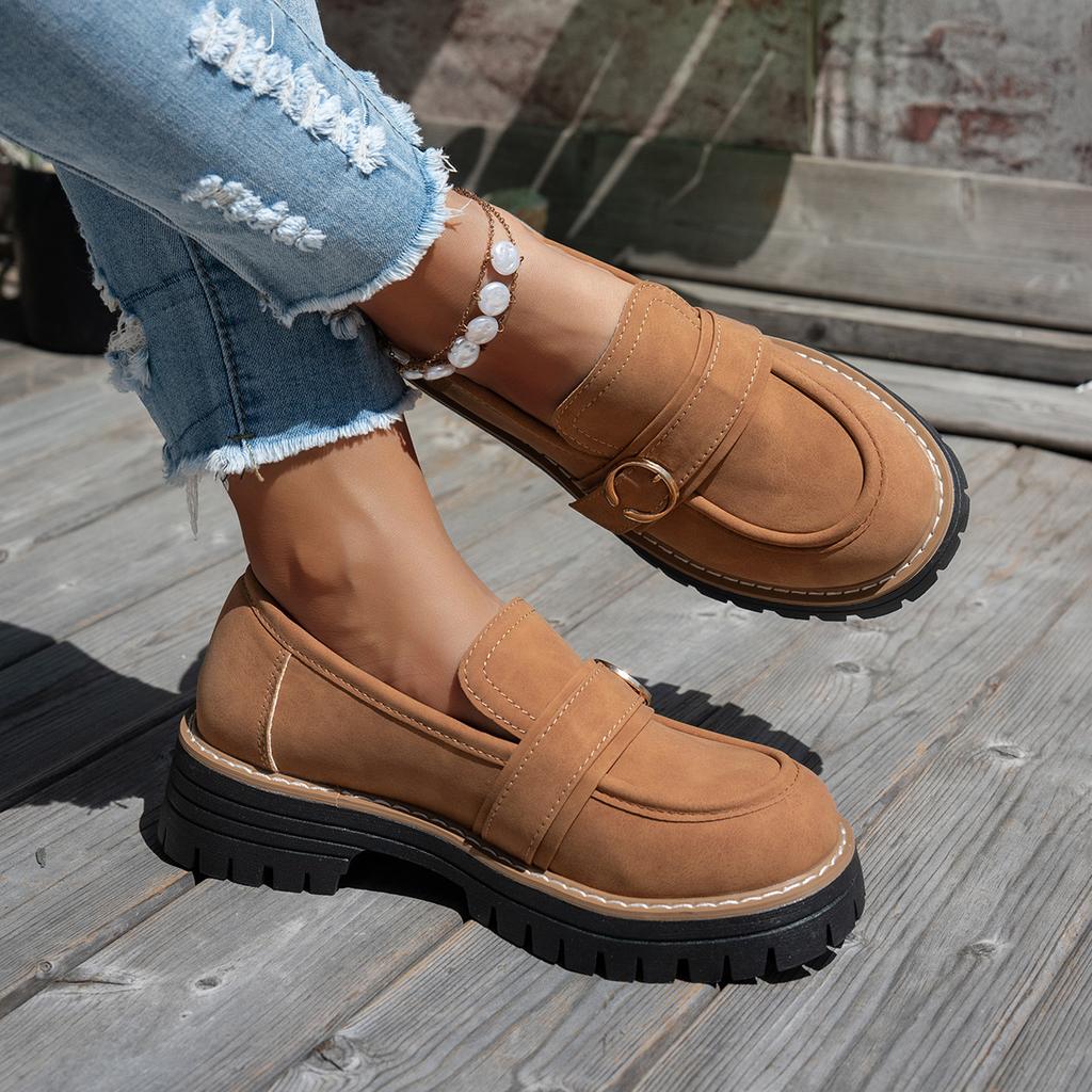 Большие размеры 36-43 Женские винтажные мягкие кожаные лоферы на платформе без шнуровки массивные плоские туфли осенние повседневные мюли удобные