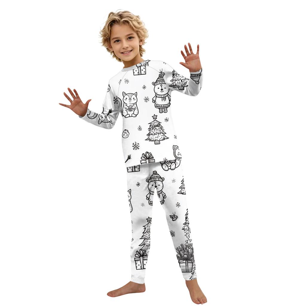 Раскрашенный вручную цветной наряд для родителей и детей - с принтом, круглый вырез, длинные рукава, длинные брюки, домашняя одежда, костюм для весны