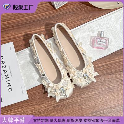 Женские туфли на плоской подошве, высококлассный темперамент, стиль знаменитости, легкая роскошь, нишевые одинарные туфли, женские туфли с бантами, мягкая подошва, не устают