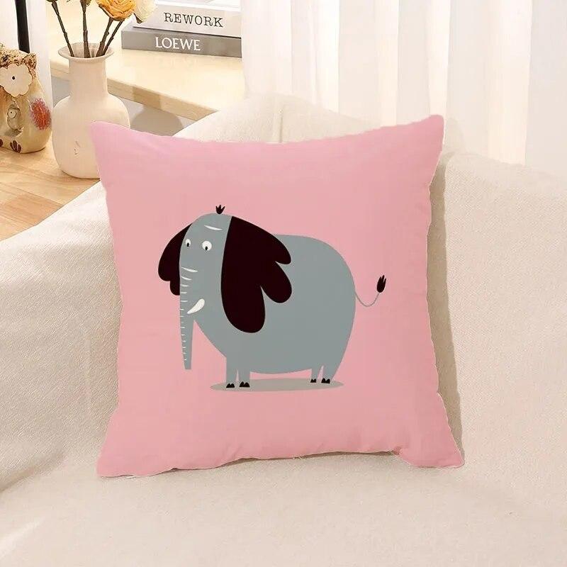 Cartoon Animal Print Pillow Case Living Room Sofa Cushion Cover Bedroom Room Bedside Home Decoration