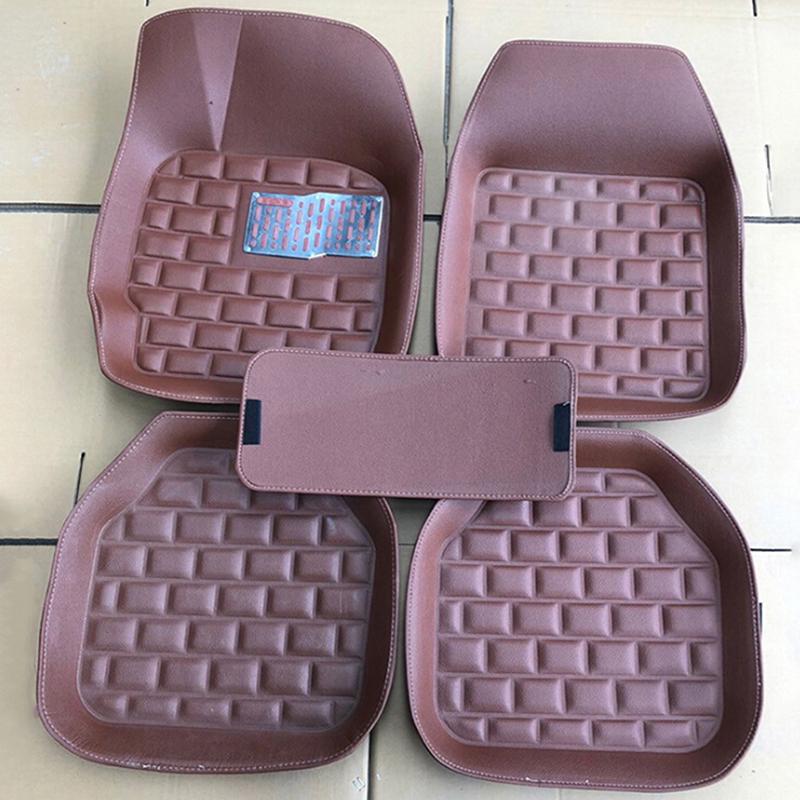 5 шт./компл. универсальные автомобильные коврики кофейного цвета, напольные кожаные коврики