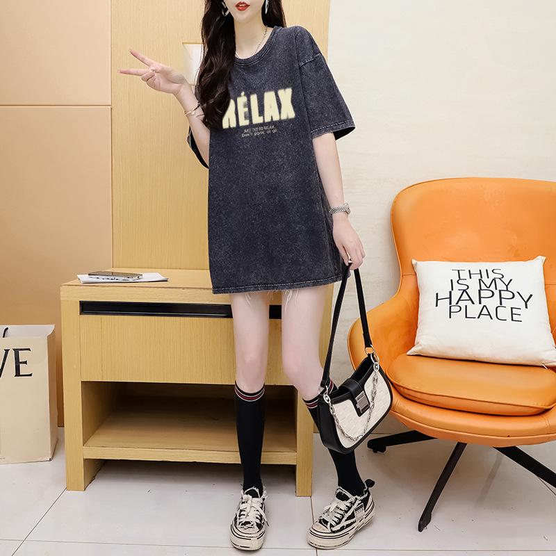 Women's Design Sense Niche Unique Short-sleeved T-shirt Summer Loose Wash To Do Old Blouse