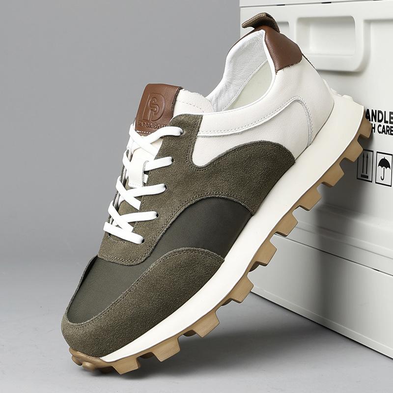Обувь Мужская модная обувь Новая мужская обувь Подошва-платформа Легкая спортивная и повседневная обувь Кожа с тканью Обувь Форреста Гампа Контрастный цвет b